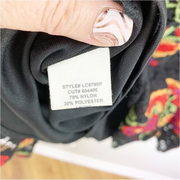 Anthropologie Eva Franco Poppy Black Floral Embroidered Mini Dress 4P Drop Waist - Picture 12 of 14